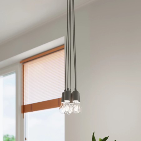 Lámpara colgante Tina gris, 5 luces