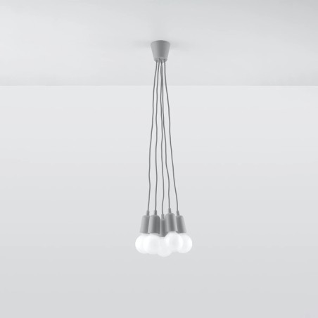 Lámpara colgante Tina gris, 5 luces