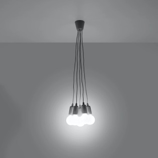 Lámpara colgante Tina gris, 5 luces