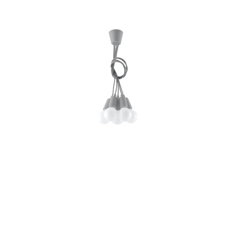 Lámpara colgante Tina gris, 5 luces