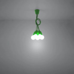 Lámpara colgante Tina verde, 5 luces