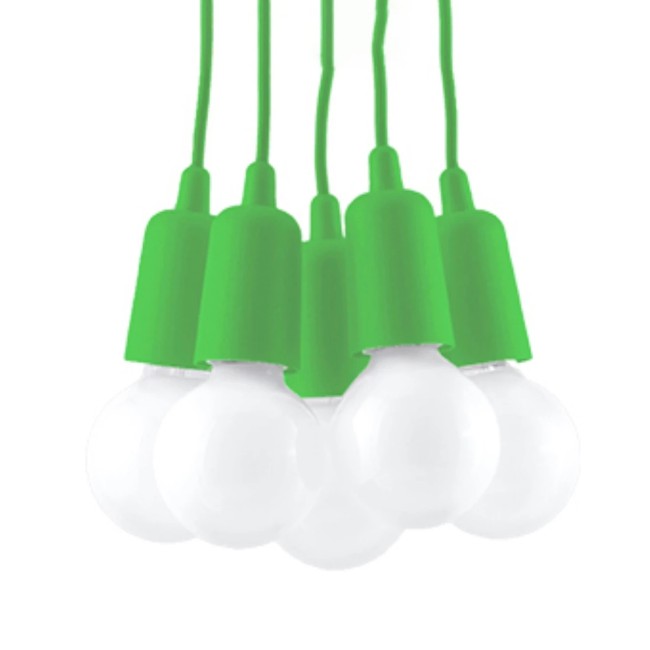 Lámpara colgante Tina verde, 5 luces