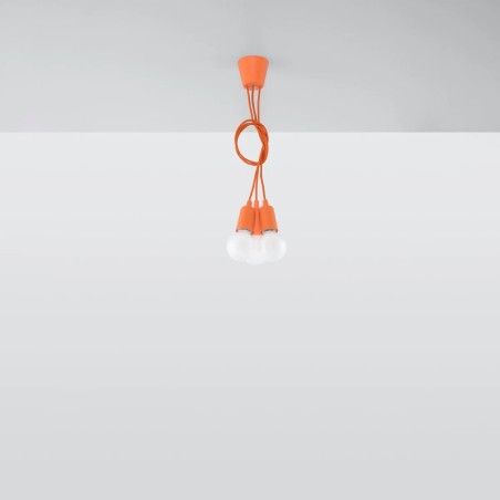 Lámpara colgante Tina naranja, 3 luces