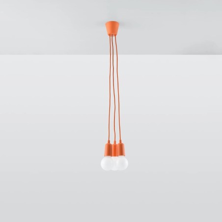 Lámpara colgante Tina naranja, 3 luces