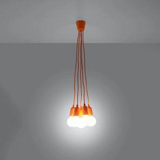 Lámpara colgante Tina naranja, 5 luces