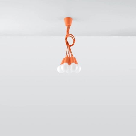 Lámpara colgante Tina naranja, 5 luces