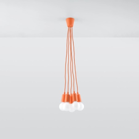 Lámpara colgante Tina naranja, 5 luces