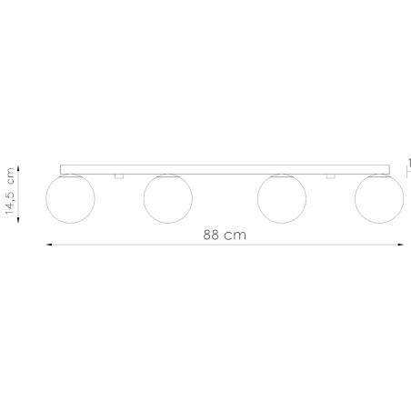 Regleta Eaus negro, 4 luces