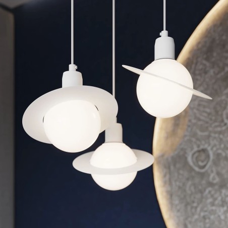 Lámpara colgante Rena blanco, 3 luces
