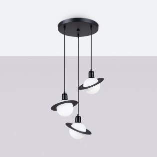 Lámpara colgante Rena negro, 3 luces