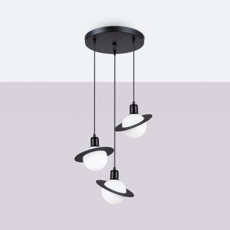 Lámpara colgante Rena negro, 3 luces