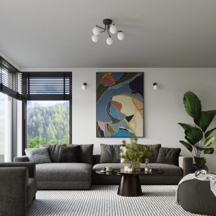 Lámpara Cumo negro, 5 luces