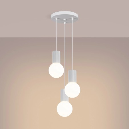 Lámpara colgante Mido blanco, 3 luces