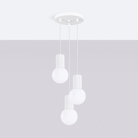 Lámpara colgante Mido blanco, 3 luces