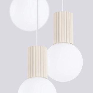 Lámpara colgante Mido beige, 3 luces