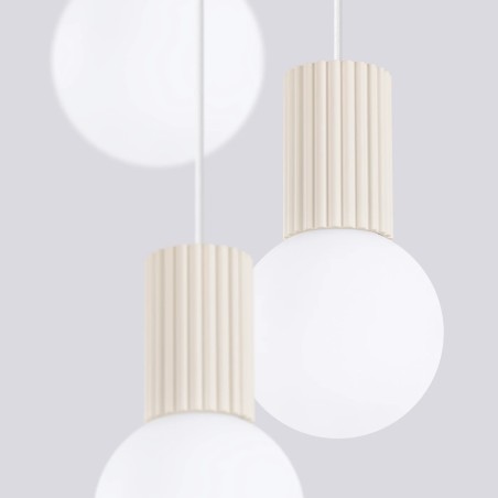 Lámpara colgante Mido beige, 3 luces