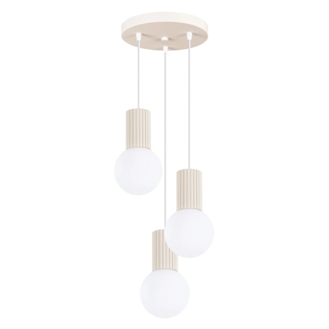Lámpara colgante Mido beige, 3 luces