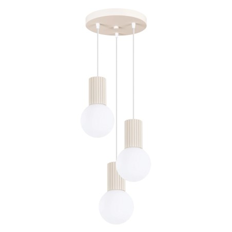 Lámpara colgante Mido beige, 3 luces