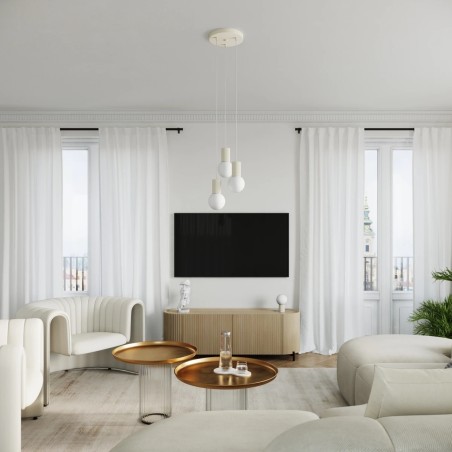 Lámpara colgante Mido beige, 3 luces