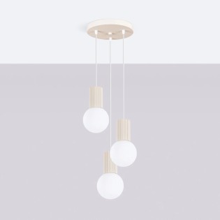 Lámpara colgante Mido beige, 3 luces
