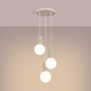 Lámpara colgante Mido beige, 3 luces