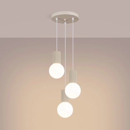 Lámpara colgante Mido beige, 3 luces