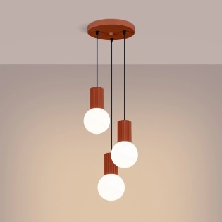 Lámpara colgante Mido rojo, 3 luces