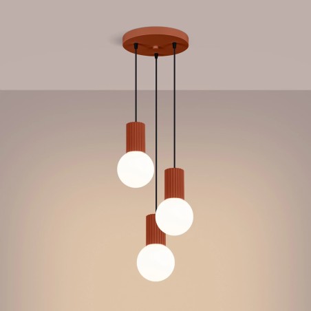 Lámpara colgante Mido rojo, 3 luces