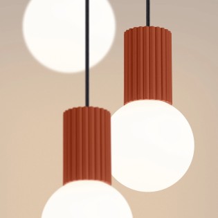 Lámpara colgante Mido rojo, 3 luces