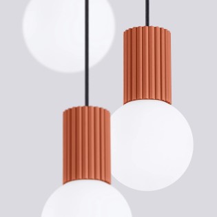 Lámpara colgante Mido rojo, 3 luces