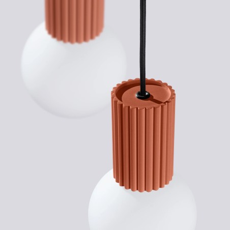 Lámpara colgante Mido rojo, 3 luces