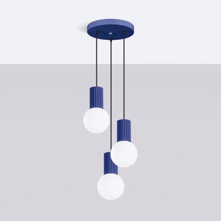 Lámpara colgante Mido ultramarino 3 luces