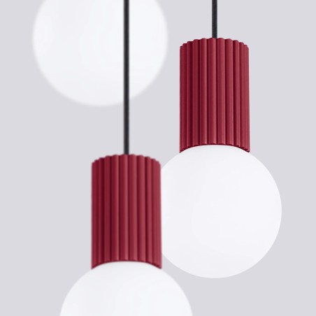 Lámpara colgante Mido Burdeos, 3 luces