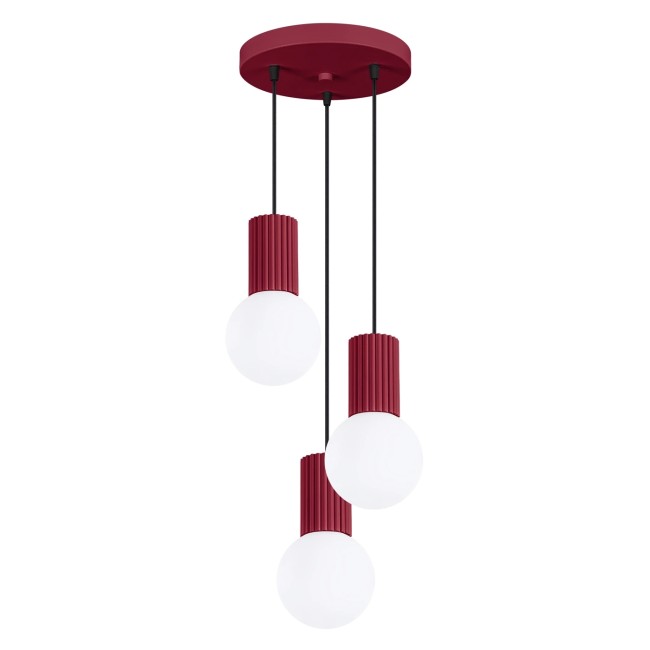 Lámpara colgante Mido Burdeos, 3 luces