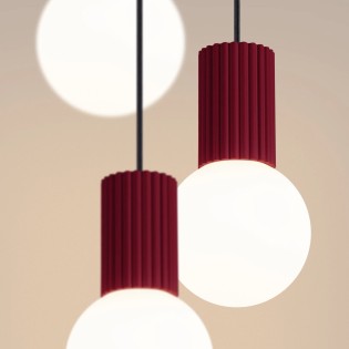 Lámpara colgante Mido Burdeos, 3 luces