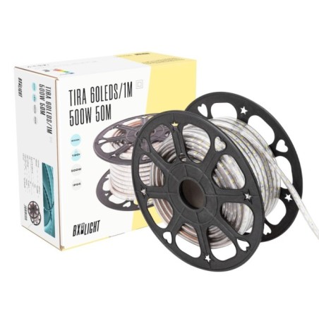 Tira de 60 LEDs/M 500W 42.000Lm 3000ºK SMD5050 220VAC IP65 x50M 40.000H
