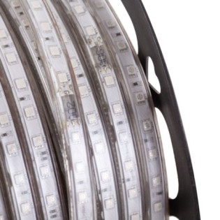 Tira de 60 LEDs/M 500W 42.000Lm 3000ºK SMD5050 220VAC IP65 x50M 40.000H