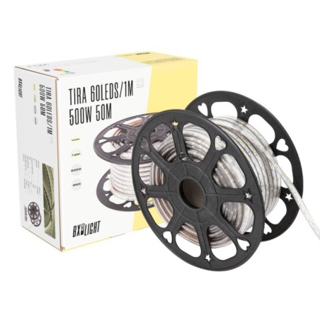 Tira de 60 LEDs/M 500W 42.000Lm 3000ºK SMD5050 220VAC IP65 x50M 40.000H