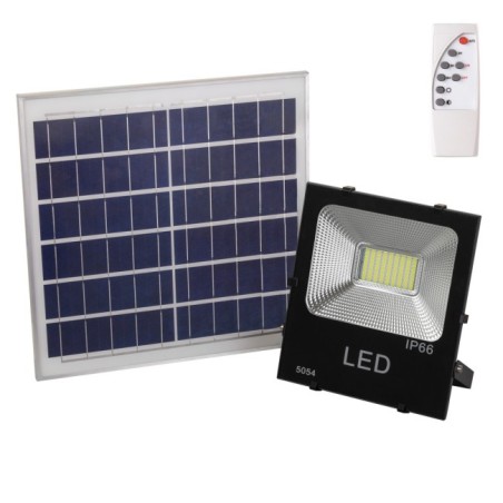 Foco Proyector LED 50W 5.000Lm 6000ºK Solar Sensor 50W + Control Remoto Panel 6V/15W 40.000H