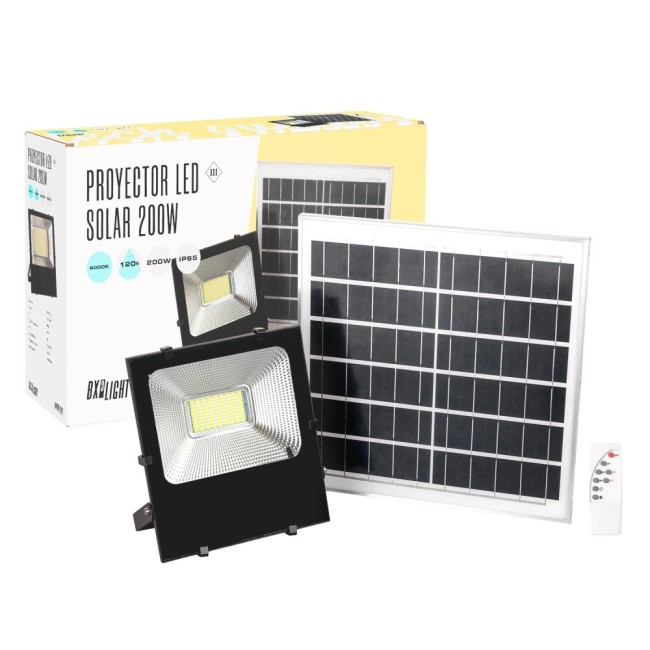 Foco Proyector LED 200W 20.000Lm 6000ºK Solar Sensor 200W + Control Remoto Panel 6V/30W 40.000H