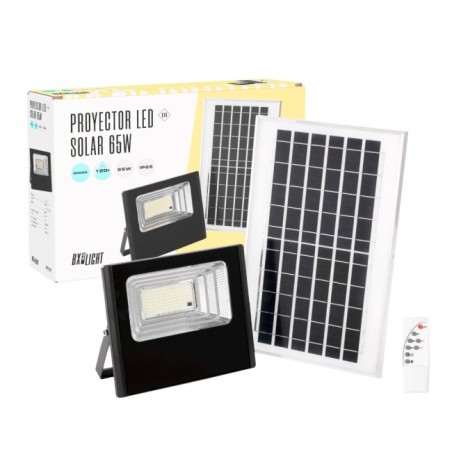 Panel proyector LED solar de 65 W y 6500 K: 6 V/8 W Batería: 3,2 V/5000 mAh Dimmable Mando a distancia