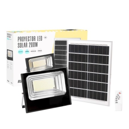 Proyector LED Solar 200W 6500K con Panel 6V/20W y Batería 3,2V/15000mAh