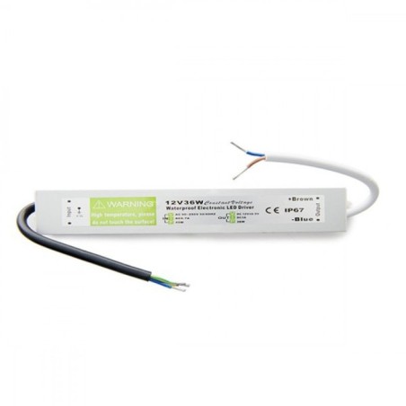 Transformador AC/DC 230V a 12V 30W IP67 Aluminio 202x29x20mm