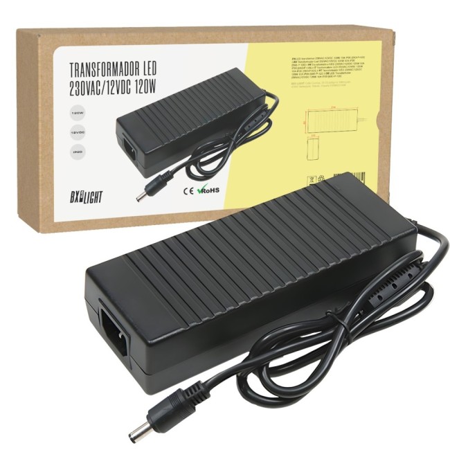 Transformador LED 120W 10A IP20 ABS 169x65x37mm