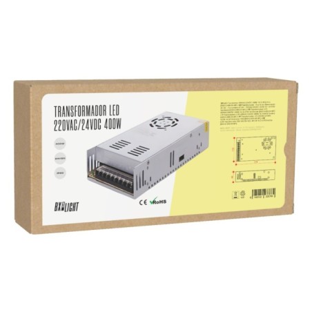 Transformador 220VAC a 24VDC 400W 16.5A IP20 con Ventilador