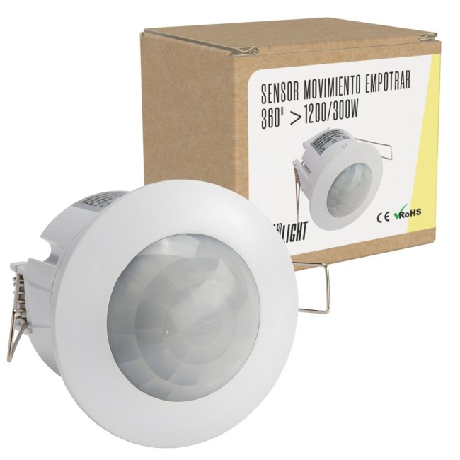 Sensor de Movimiento Empotrable 360º, ABS, IP25, 220-240V, Ø75.5x74.5mm