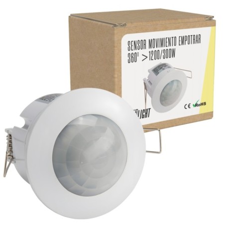 Sensor de Movimiento Empotrable 360º, ABS, IP25, 220-240V, Ø75.5x74.5mm