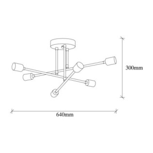 Lámpara de Techo Makurdi: Aluminio, IP20, 6xE27, 64x30 cm