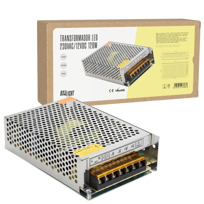 Transformador AC/DC 230V a 12V 10A 120W IP20