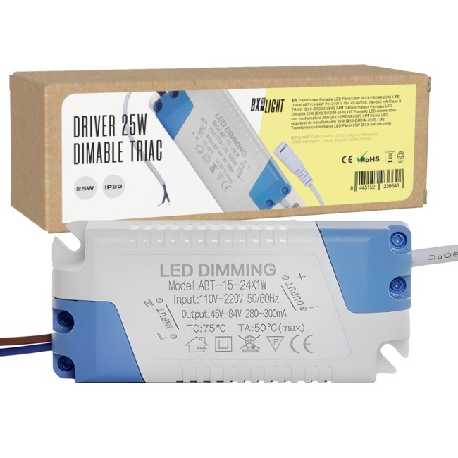 Driver ABT-15-24W 24W, 45-84VDC, 280-300mA, Clase II, TRIAC, IP20